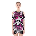 Splatter Girly Skull Shoulder Cutout One Piece Dress