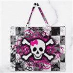 Splatter Girly Skull Zipper Large Tote Bag
