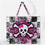 Splatter Girly Skull Zipper Large Tote Bag