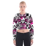 Splatter Girly Skull Cropped Sweatshirt