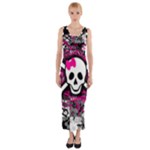 Splatter Girly Skull Fitted Maxi Dress