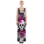 Splatter Girly Skull Thigh Split Maxi Dress