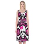 Splatter Girly Skull Midi Sleeveless Dress