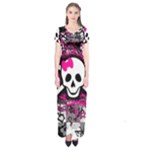 Splatter Girly Skull Short Sleeve Maxi Dress