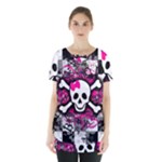 Splatter Girly Skull Skirt Hem Sports Top