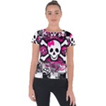 Splatter Girly Skull Short Sleeve Sports Top 