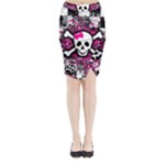 Splatter Girly Skull Midi Wrap Pencil Skirt