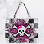 Splatter Girly Skull Zipper Medium Tote Bag