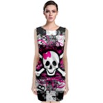 Splatter Girly Skull Sleeveless Velvet Midi Dress