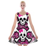 Splatter Girly Skull Velvet Skater Dress