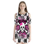 Splatter Girly Skull Shoulder Cutout Velvet One Piece