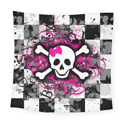 Splatter Girly Skull Square Tapestry (Large) from ArtsNow.com