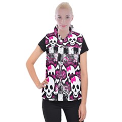 Splatter Girly Skull Women s Button Up Vest from ArtsNow.com