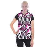 Splatter Girly Skull Women s Button Up Vest