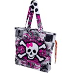 Splatter Girly Skull Drawstring Tote Bag