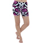 Splatter Girly Skull Lightweight Velour Yoga Shorts