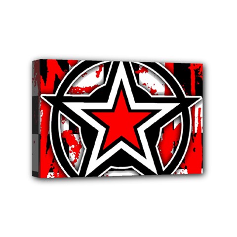 Star Checkerboard Splatter Mini Canvas 6  x 4  (Stretched) from ArtsNow.com