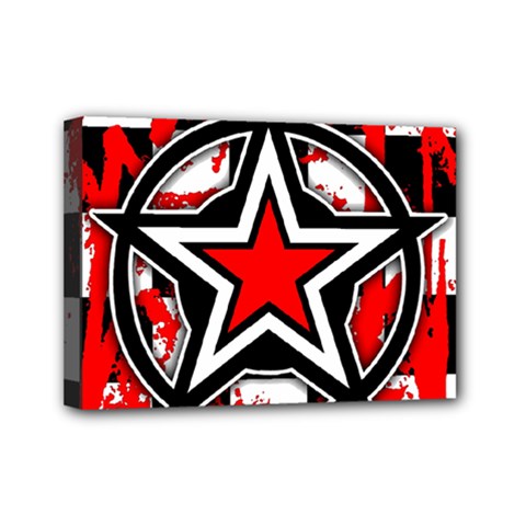 Star Checkerboard Splatter Mini Canvas 7  x 5  (Stretched) from ArtsNow.com