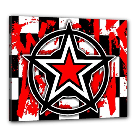 Star Checkerboard Splatter Canvas 24  x 20  (Stretched) from ArtsNow.com