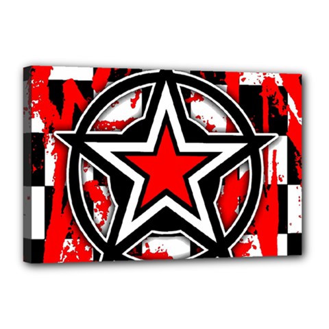 Star Checkerboard Splatter Canvas 18  x 12  (Stretched) from ArtsNow.com