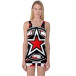 Star Checkerboard Splatter One Piece Boyleg Swimsuit