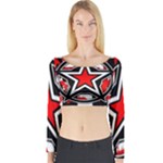 Star Checkerboard Splatter Long Sleeve Crop Top