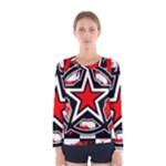 Star Checkerboard Splatter Women s Long Sleeve Tee
