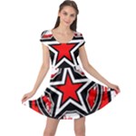 Star Checkerboard Splatter Cap Sleeve Dress