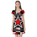 Star Checkerboard Splatter Short Sleeve Skater Dress