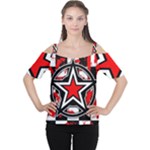 Star Checkerboard Splatter Cutout Shoulder Tee