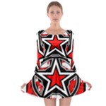 Star Checkerboard Splatter Long Sleeve Skater Dress