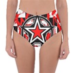 Star Checkerboard Splatter Reversible High-Waist Bikini Bottoms