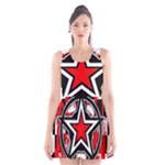 Star Checkerboard Splatter Scoop Neck Skater Dress