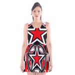 Star Checkerboard Splatter Scoop Neck Skater Dress