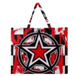 Star Checkerboard Splatter Zipper Large Tote Bag