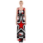 Star Checkerboard Splatter Thigh Split Maxi Dress