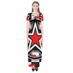 Star Checkerboard Splatter Short Sleeve Maxi Dress