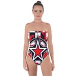 Star Checkerboard Splatter Tie Back One Piece Swimsuit