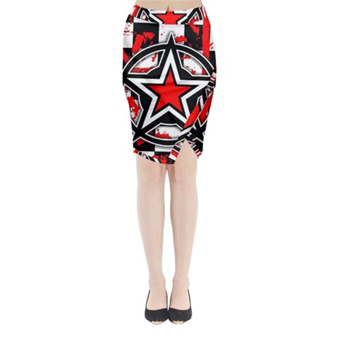 Star Checkerboard Splatter Midi Wrap Pencil Skirt from ArtsNow.com