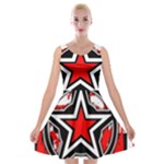 Star Checkerboard Splatter Velvet Skater Dress