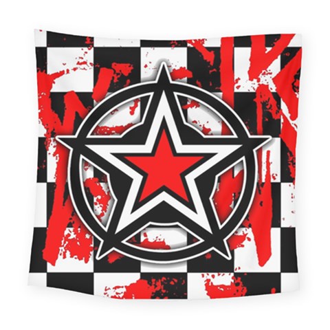 Star Checkerboard Splatter Square Tapestry (Large) from ArtsNow.com