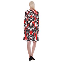 Long Sleeve Velvet Front Wrap Dress 