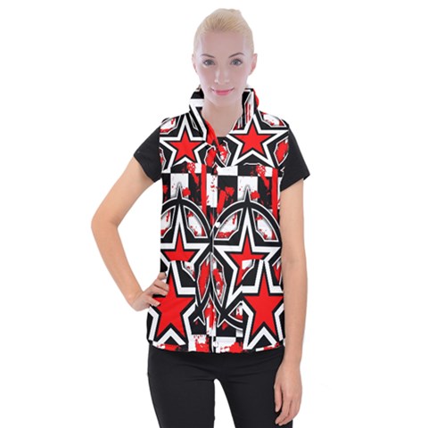 Star Checkerboard Splatter Women s Button Up Vest from ArtsNow.com