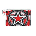 Star Checkerboard Splatter Canvas Cosmetic Bag (Medium)