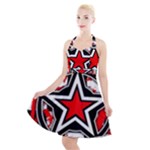 Star Checkerboard Splatter Halter Party Swing Dress 