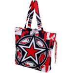 Star Checkerboard Splatter Drawstring Tote Bag