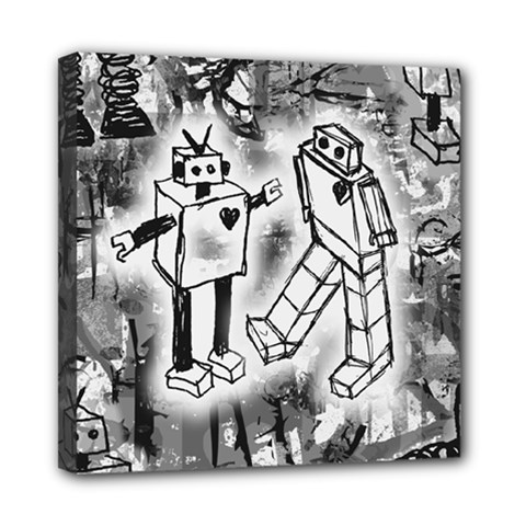 Robot Love Mini Canvas 8  x 8  (Stretched) from ArtsNow.com