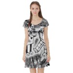 Robot Love Short Sleeve Skater Dress