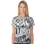 Robot Love V-Neck Sport Mesh Tee