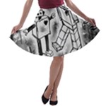 Robot Love A-line Skater Skirt